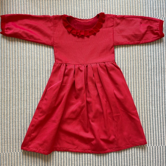 Handmade Shiny Red Ruffled Party Dress - Picture 1 of 1